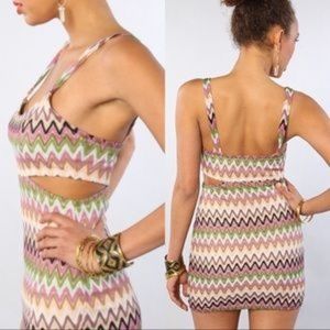 Chevron Cutout Mini Dress